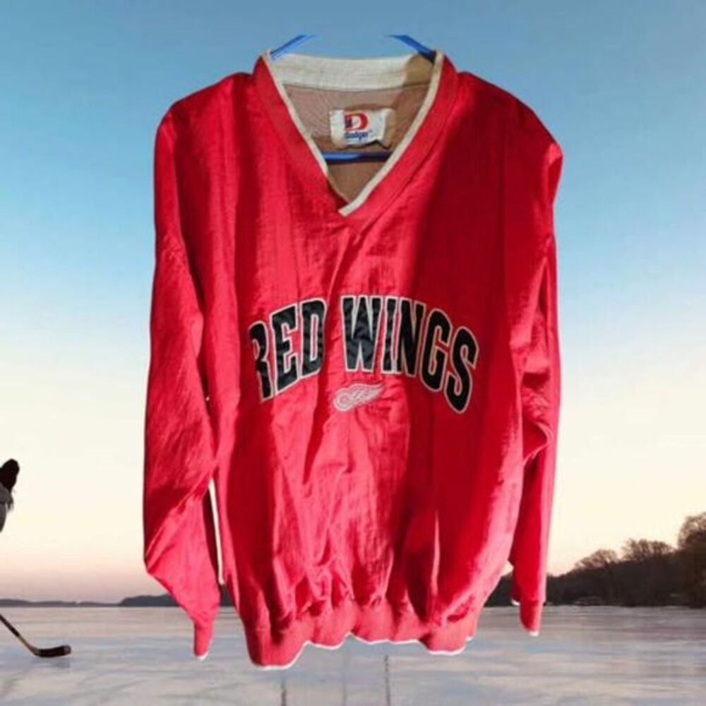 Detroit Red‎ Wings Vintage Windbreaker Pullover Size  L (3658)